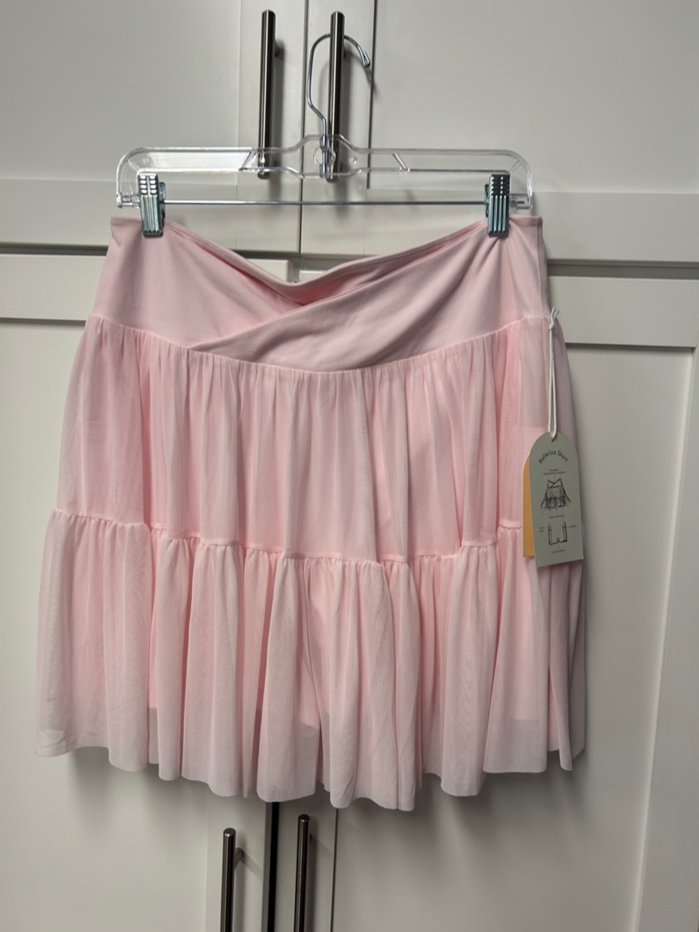 Blogilates Light Pink Tiered Mini Skirt with Crossover Waistband